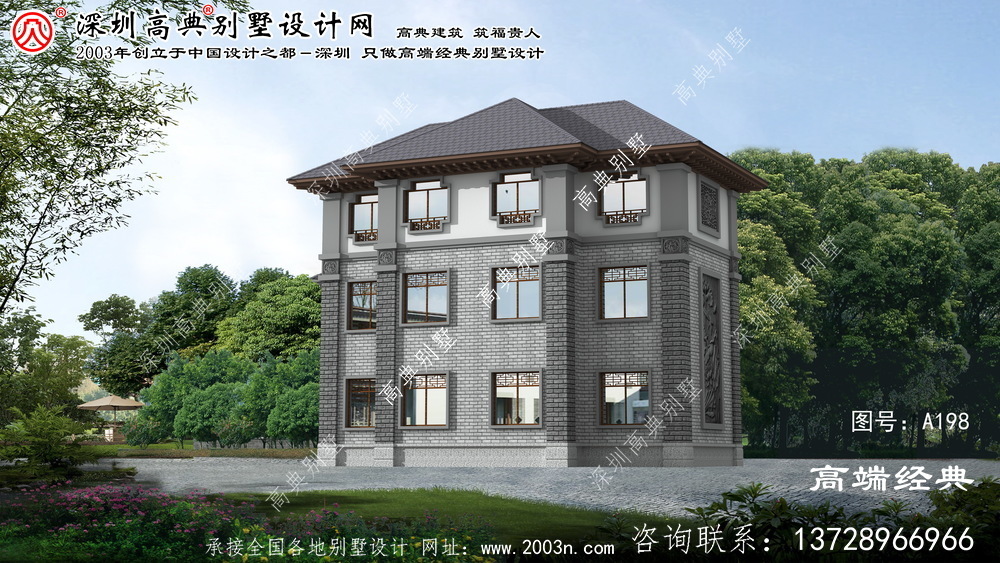 前郭尔罗斯蒙古族自治县中式三层别墅设计图
